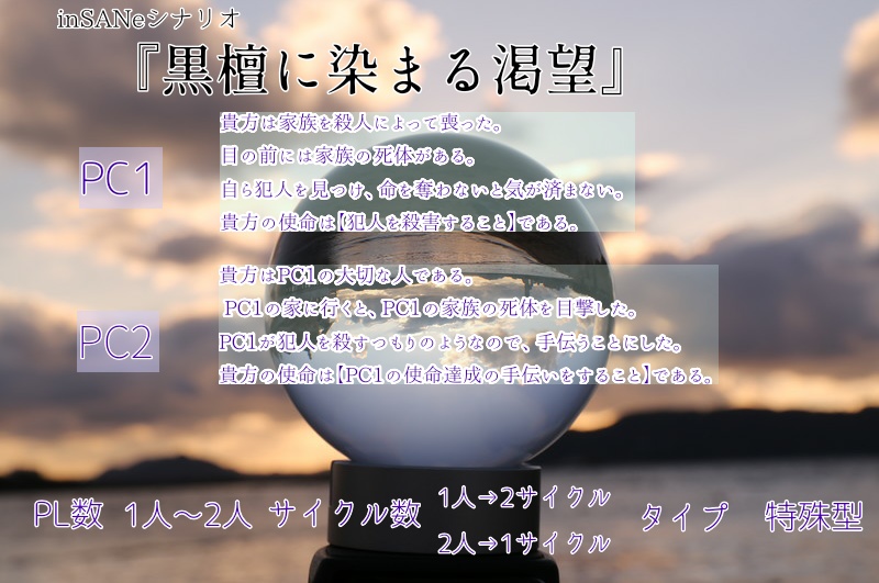 インセインシナリオ集『さくっとゆったり数時間で遊ぶシナリオ集2』
