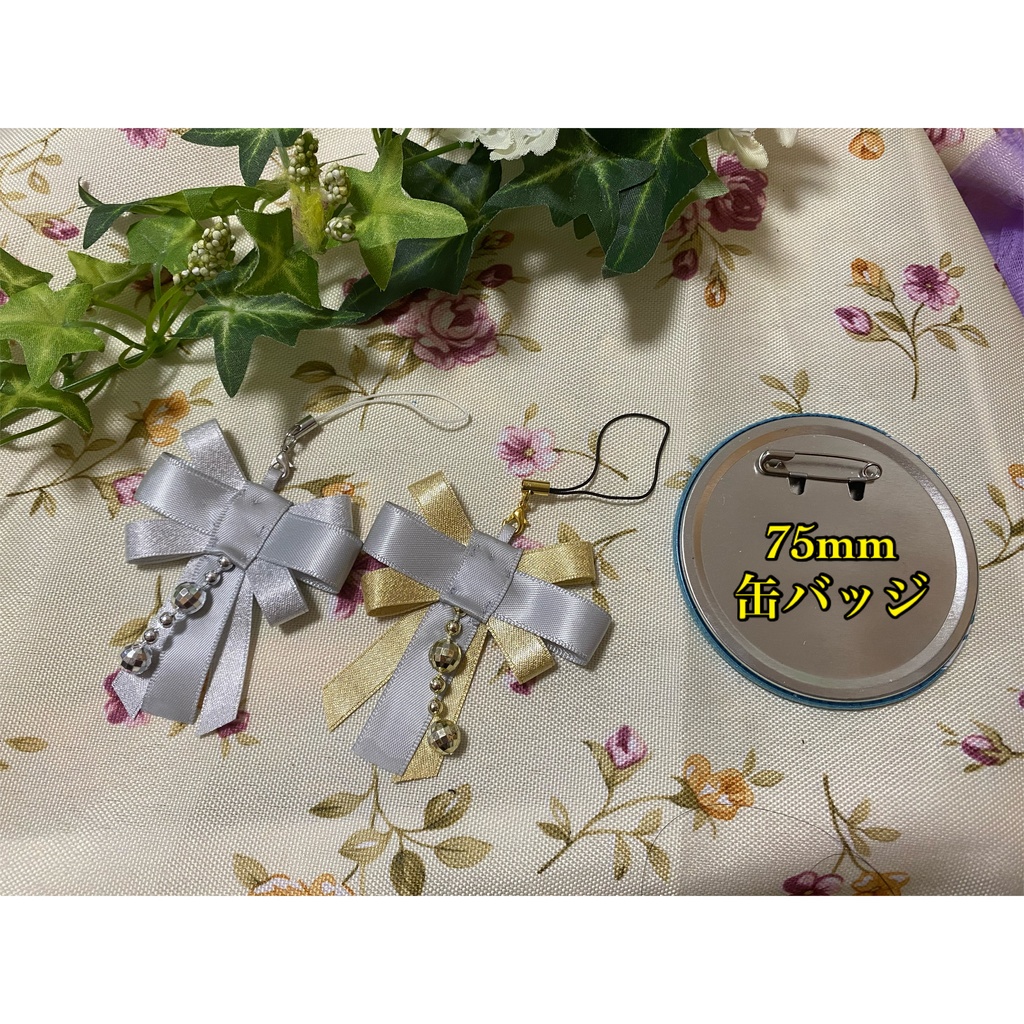 リボンティアーズ 灰 ストラップ イヤリング