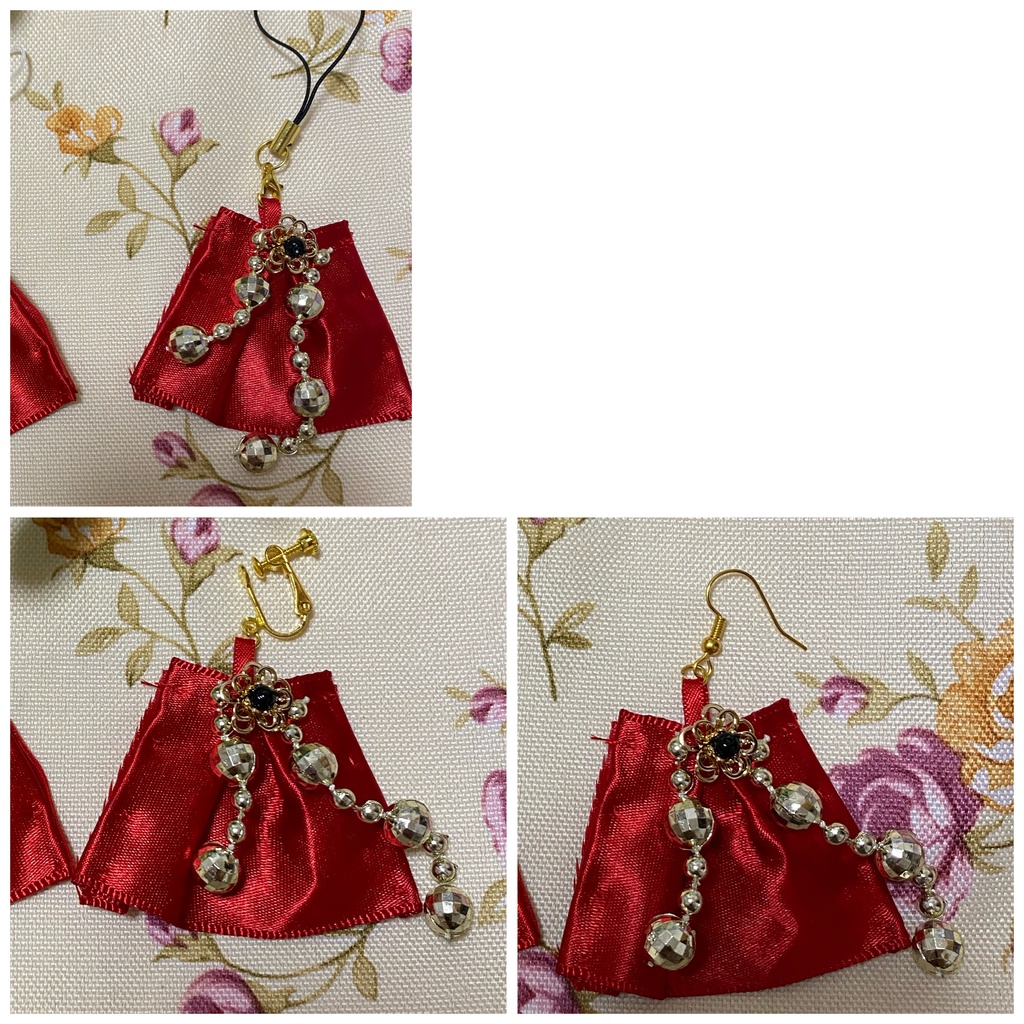 ロゼット ストラップ イヤリング