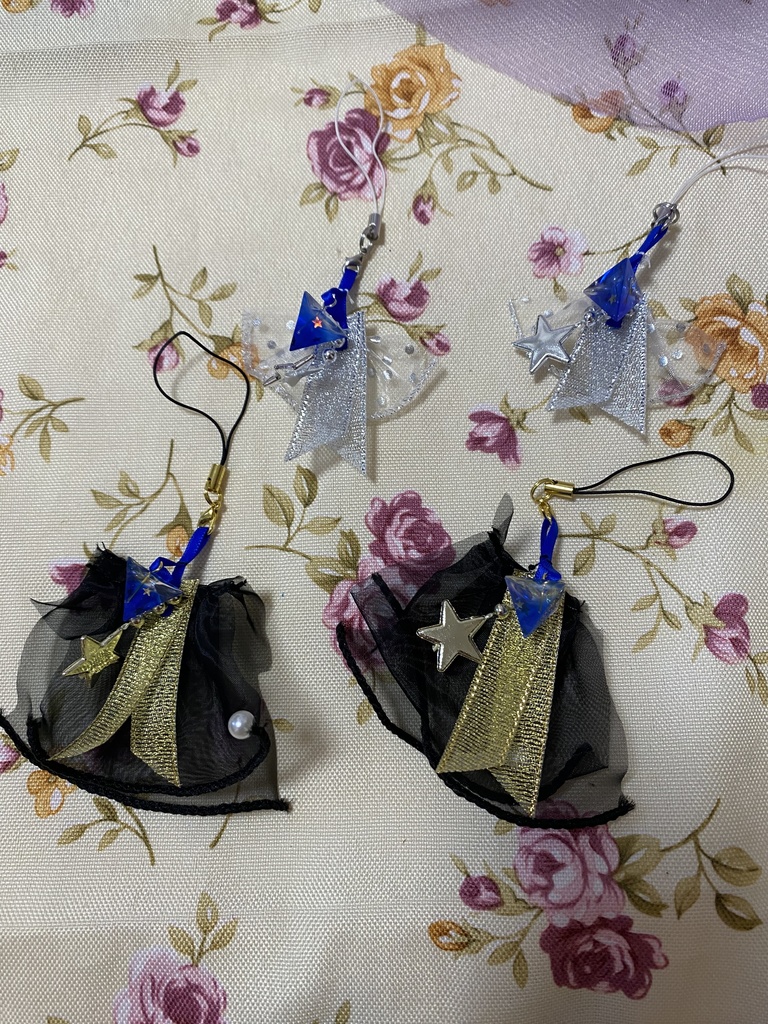 チュールトライアングルレジン 青