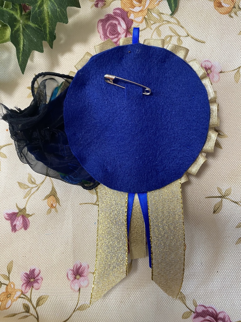 ローズブーケ ロゼット 缶バッジ 青