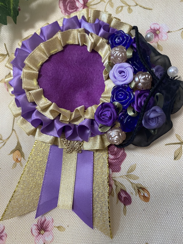 ローズブーケ ロゼット 缶バッジ 紫