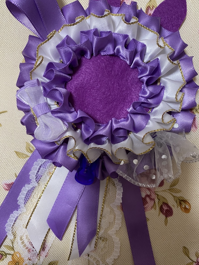 ウサミミロゼット 缶バッジ 紫