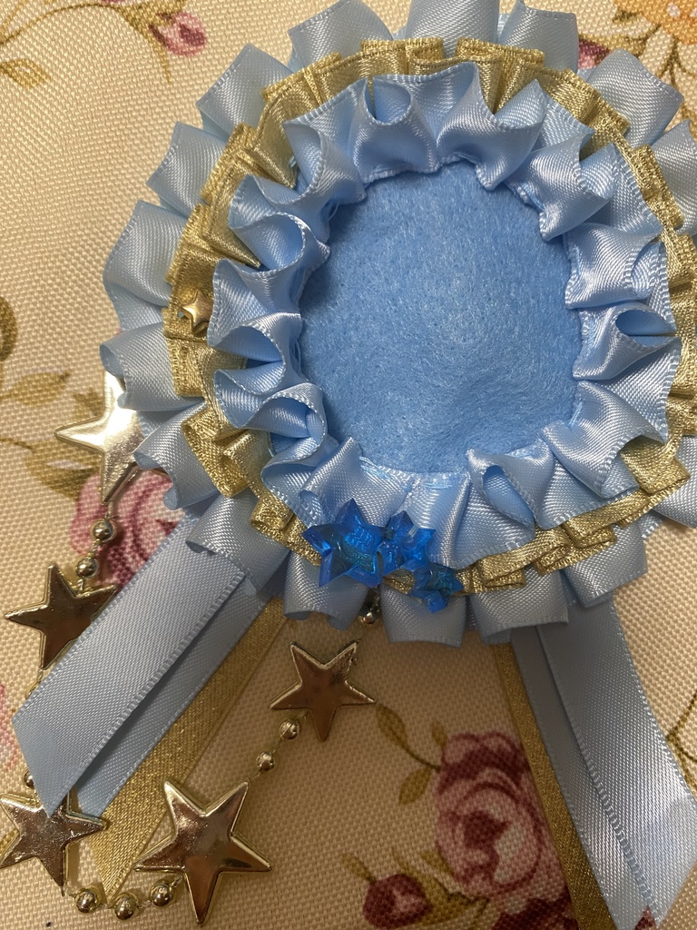 シューティングスター ロゼット 缶バッジ 水色