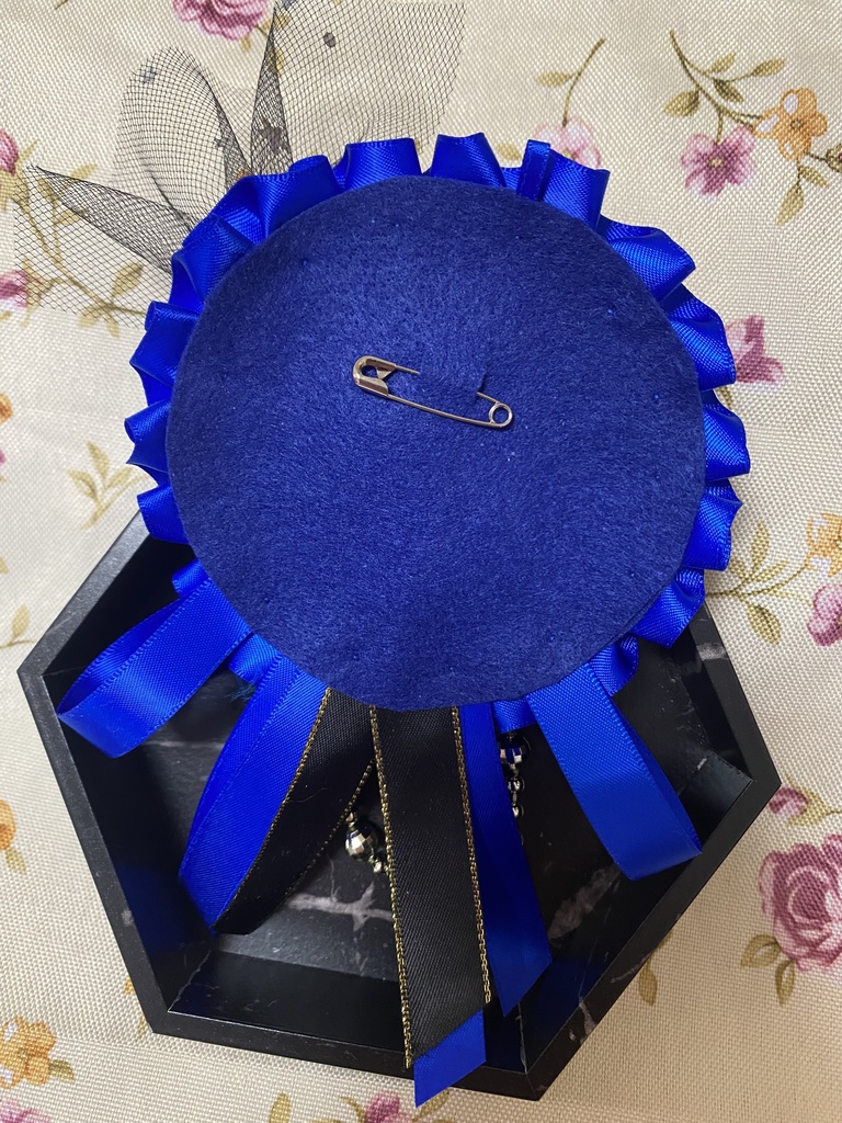 キュートハート ロゼット 缶バッジ 青