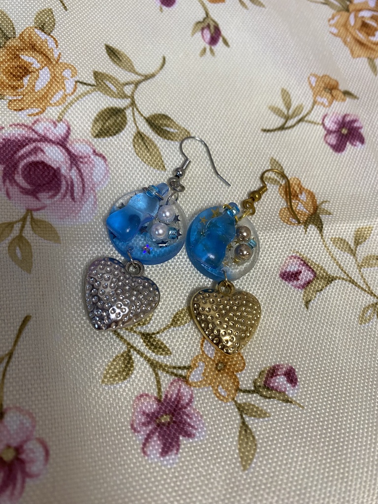 ドリンクミー ストラップ イヤリング ピアス 水色