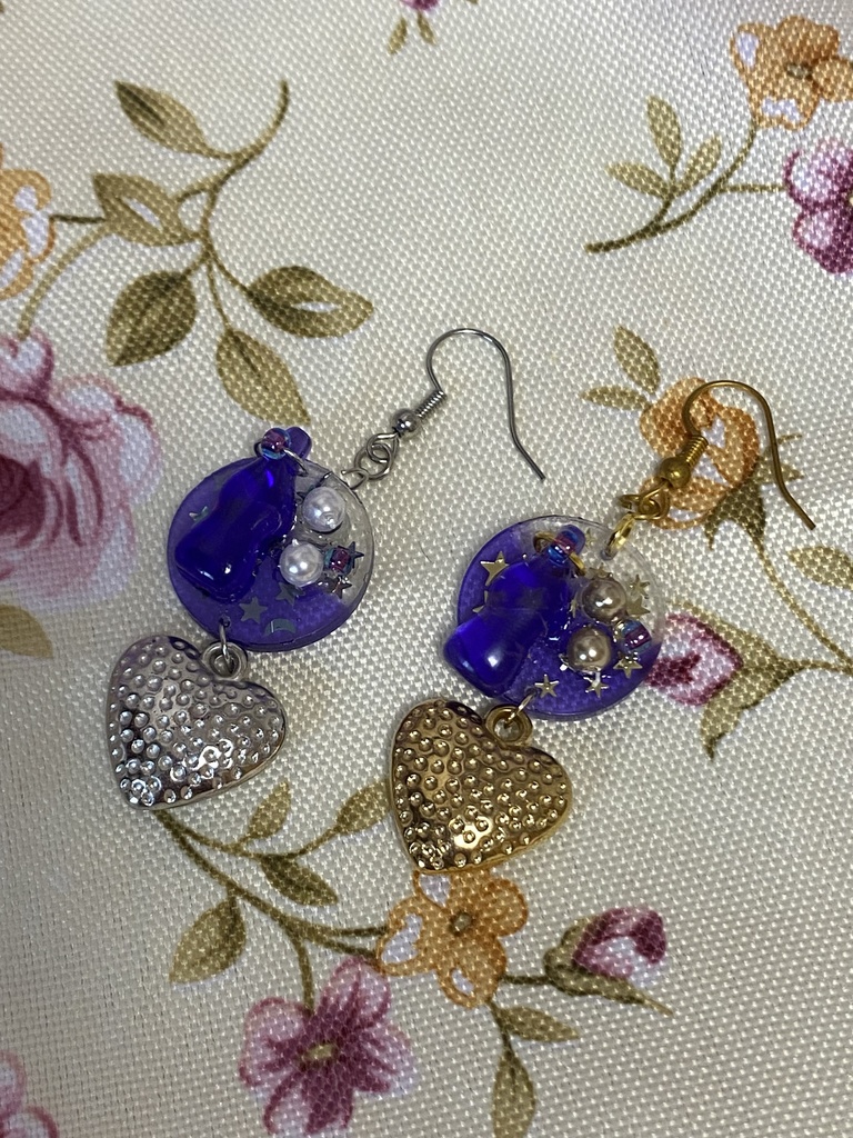 ドリンクミー ストラップ イヤリング ピアス 紫