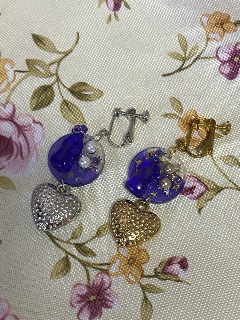 ドリンクミー ストラップ イヤリング ピアス 紫