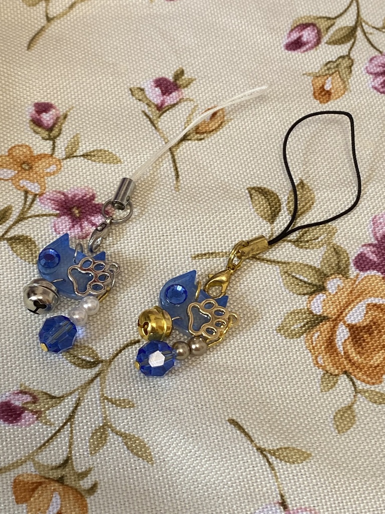 うちの子チャーム ネコ ストラップ 青