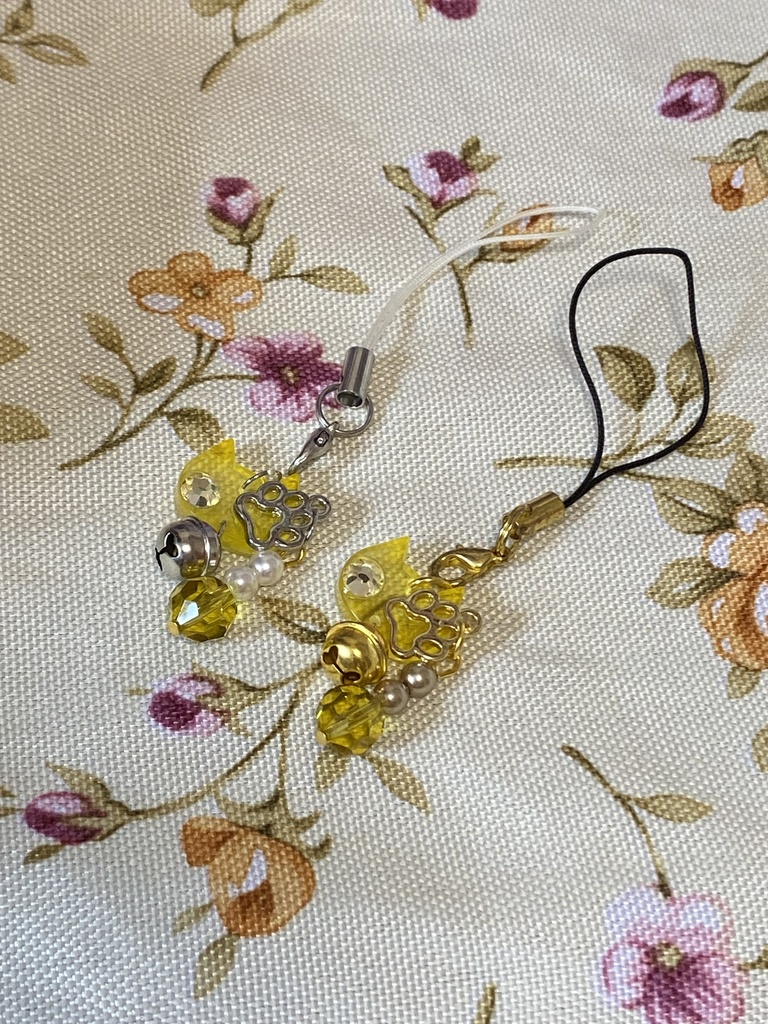 うちの子チャーム ネコ ストラップ 黄色