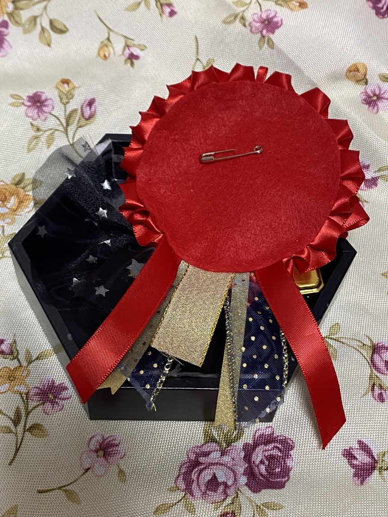 スチーム風 ロゼット 缶バッジ 赤