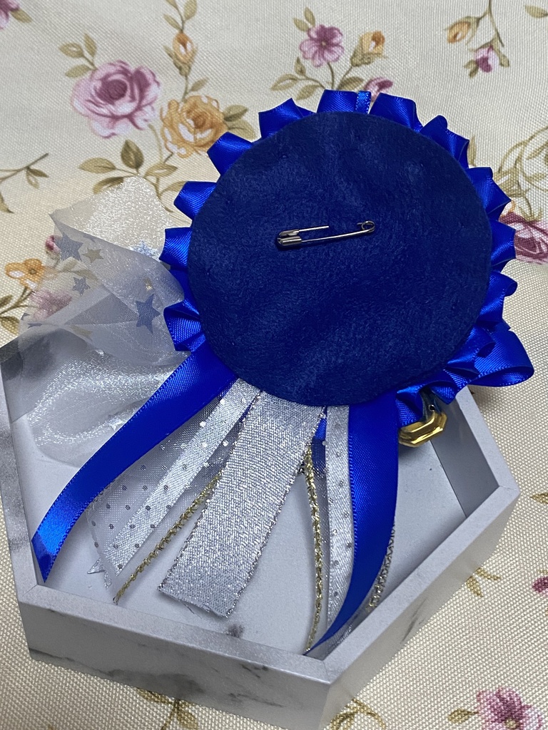 スチーム風 ロゼット 缶バッジ 青