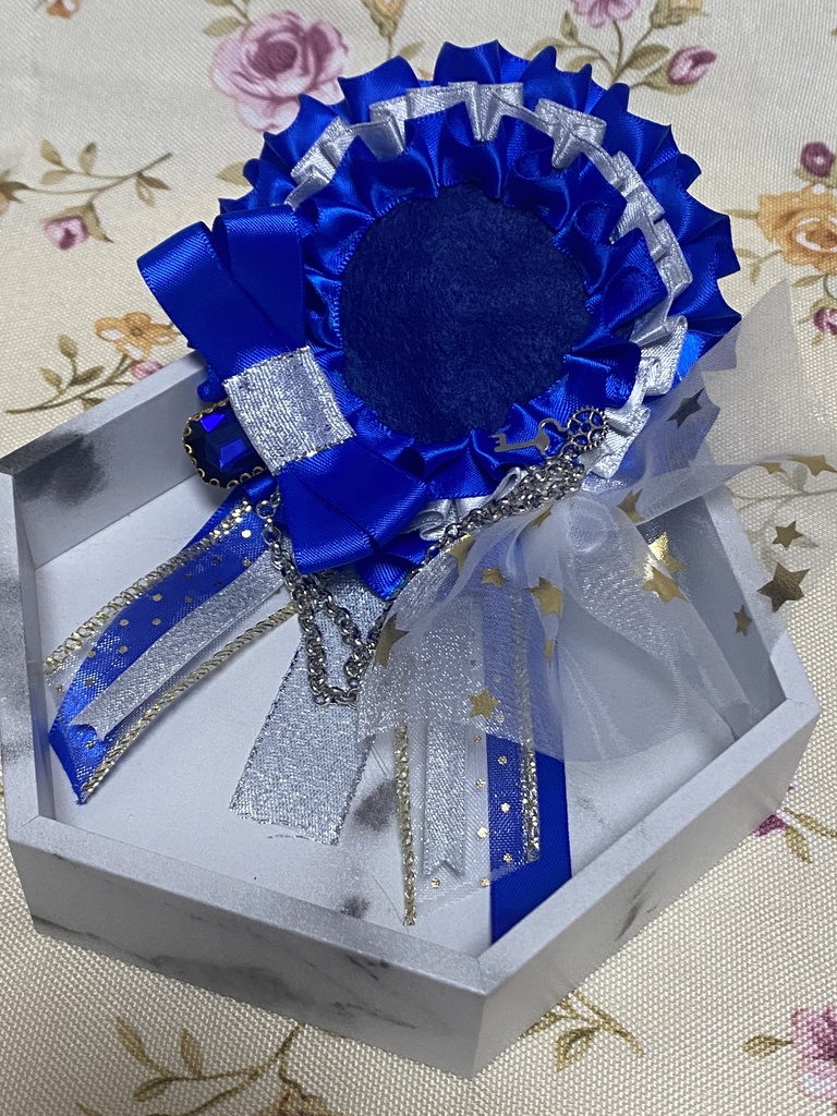 スチーム風 ロゼット 缶バッジ 青