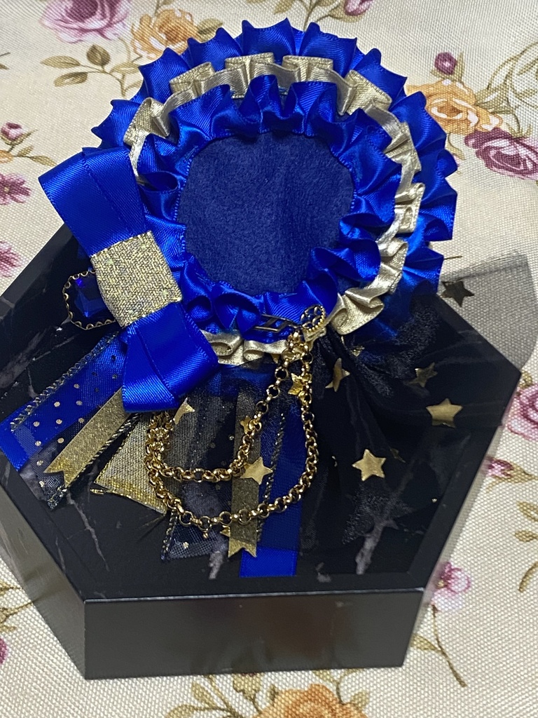 スチーム風 ロゼット 缶バッジ 青