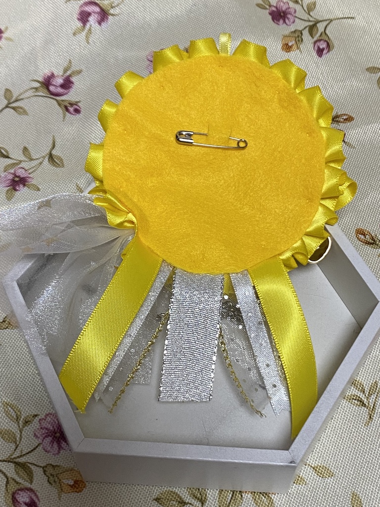 スチーム風 ロゼット 缶バッジ 黄色