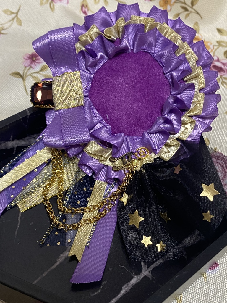 スチーム風 ロゼット 缶バッジ 紫