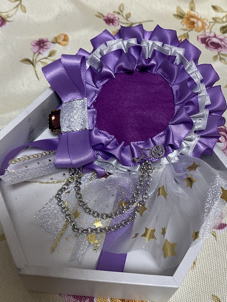 スチーム風 ロゼット 缶バッジ 紫