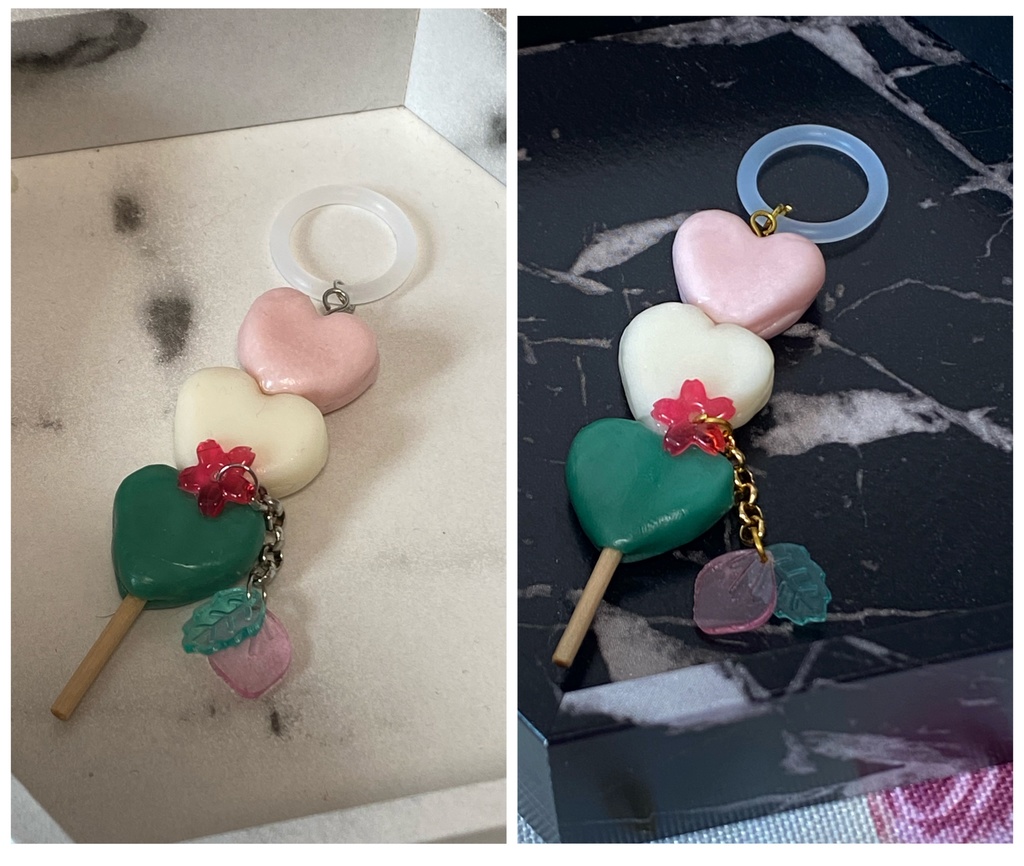 ハート三色団子 アンブレラマーカー ストラップ 赤