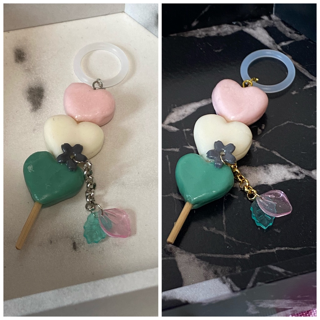 ハート三色団子 アンブレラマーカー ストラップ 灰