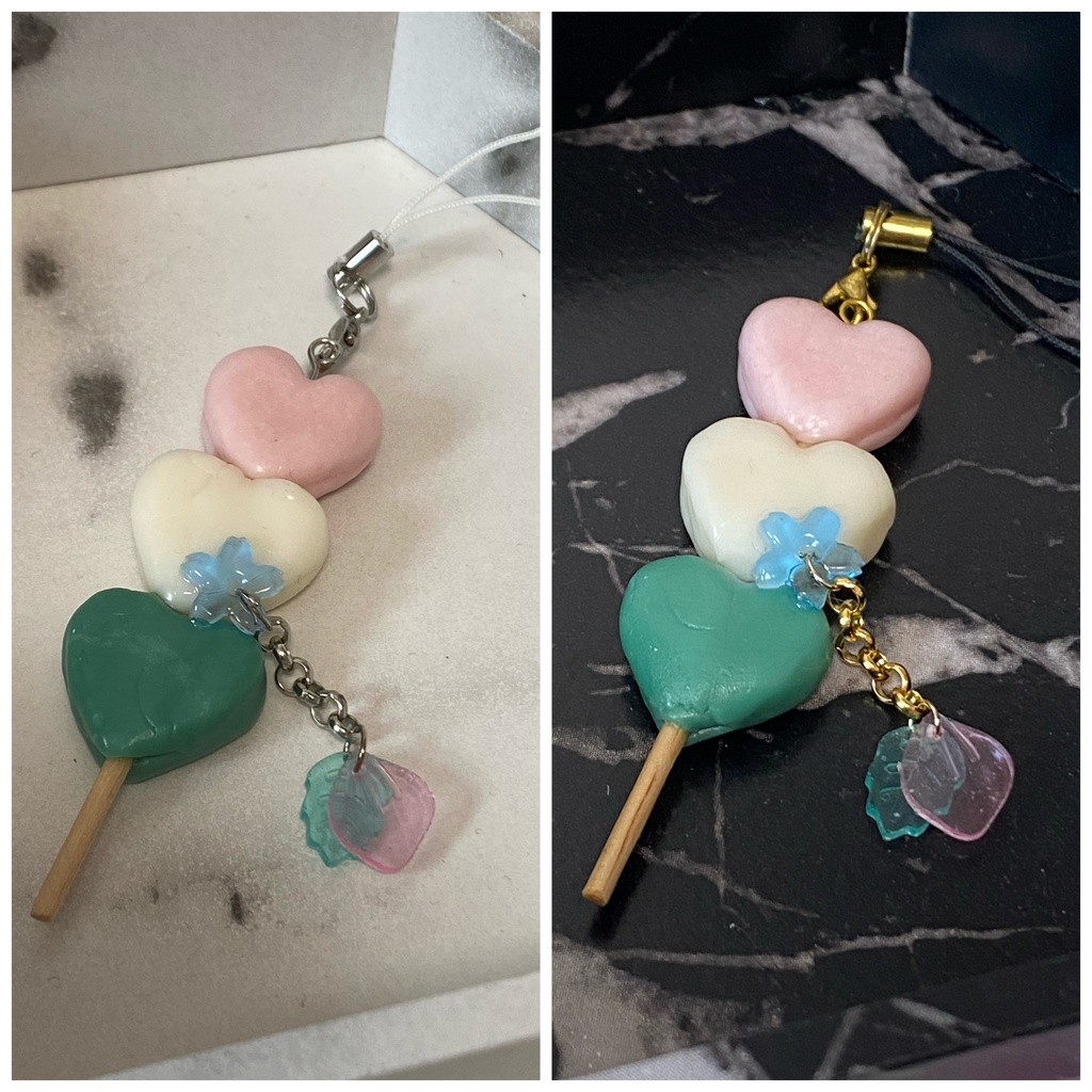 ハート三色団子 アンブレラマーカー ストラップ 水色