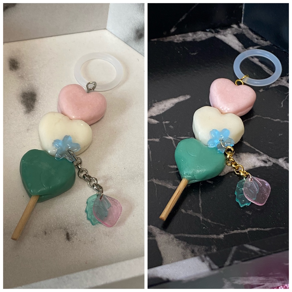 ハート三色団子 アンブレラマーカー ストラップ 水色