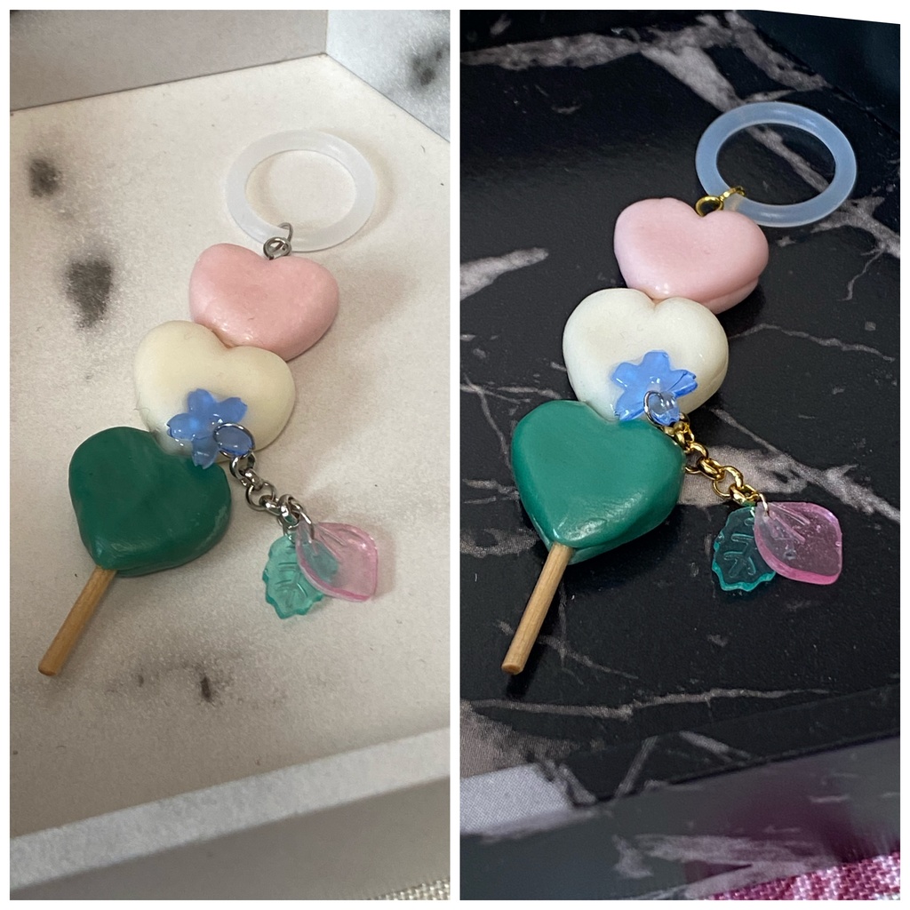 ハート三色団子 アンブレラマーカー ストラップ 青