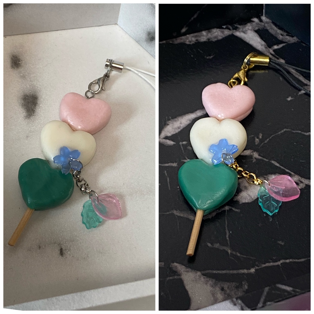 ハート三色団子 アンブレラマーカー ストラップ 青