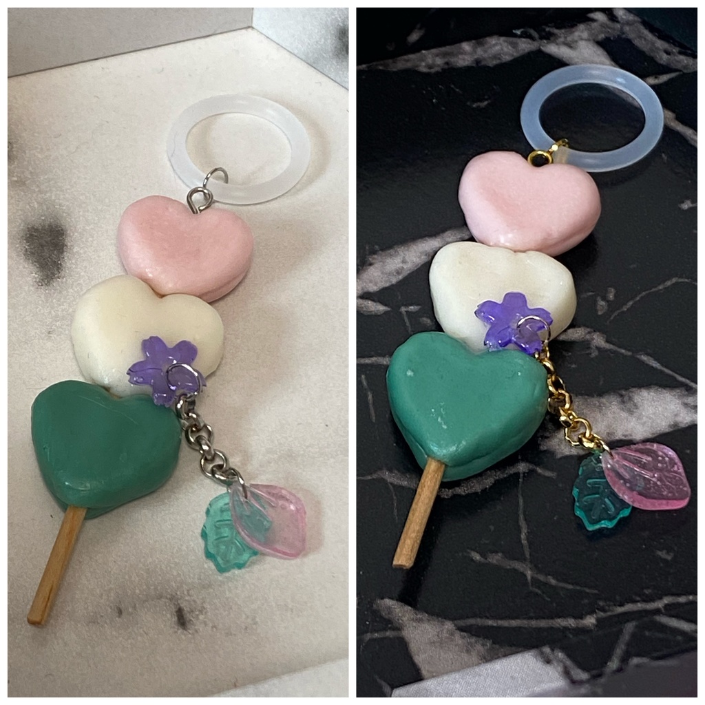 ハート三色団子 アンブレラマーカー ストラップ 紫