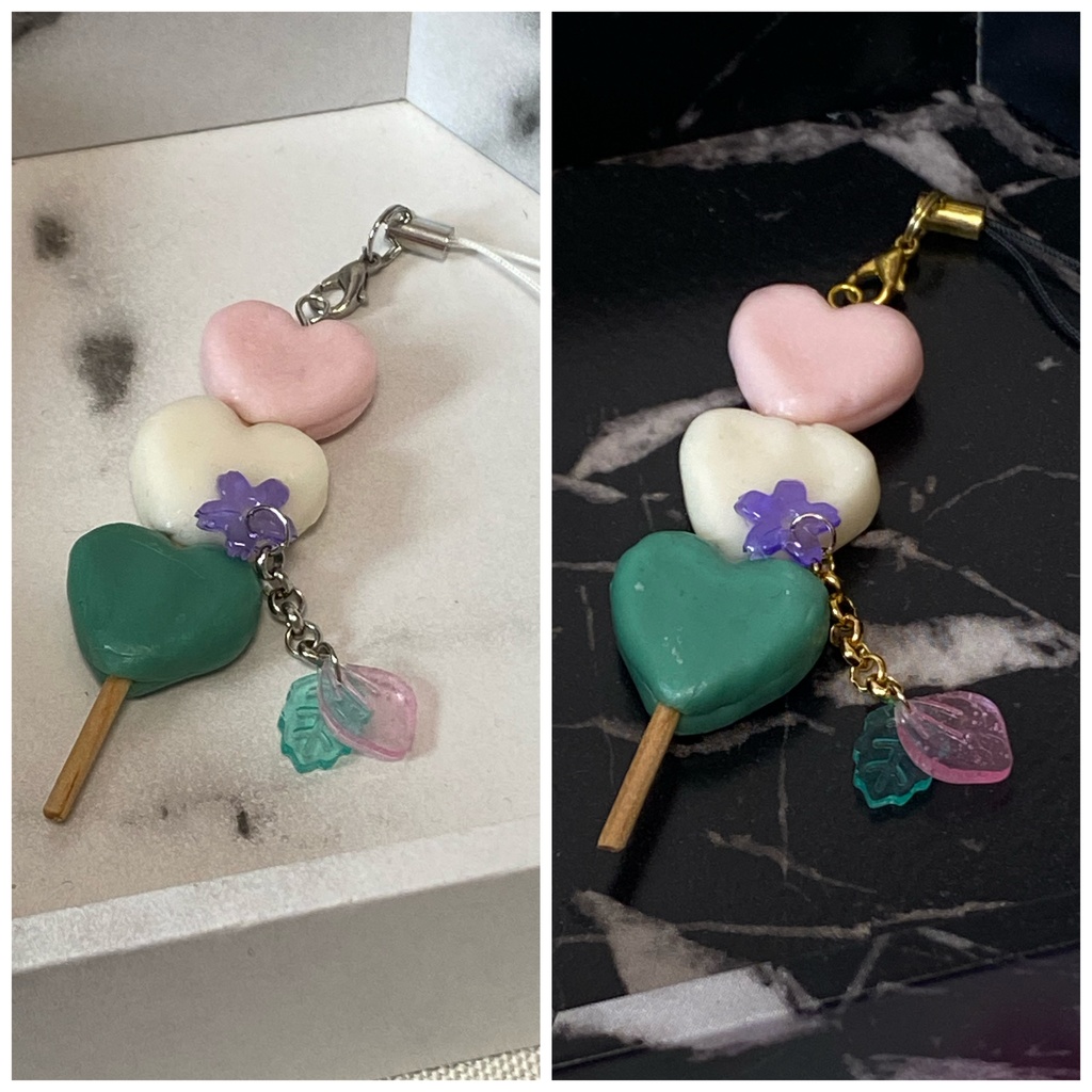 ハート三色団子 アンブレラマーカー ストラップ 紫