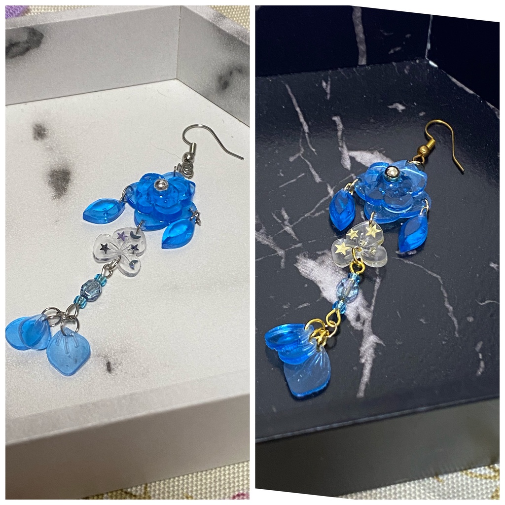 紫陽花の雫 イヤリング ピアス 水色