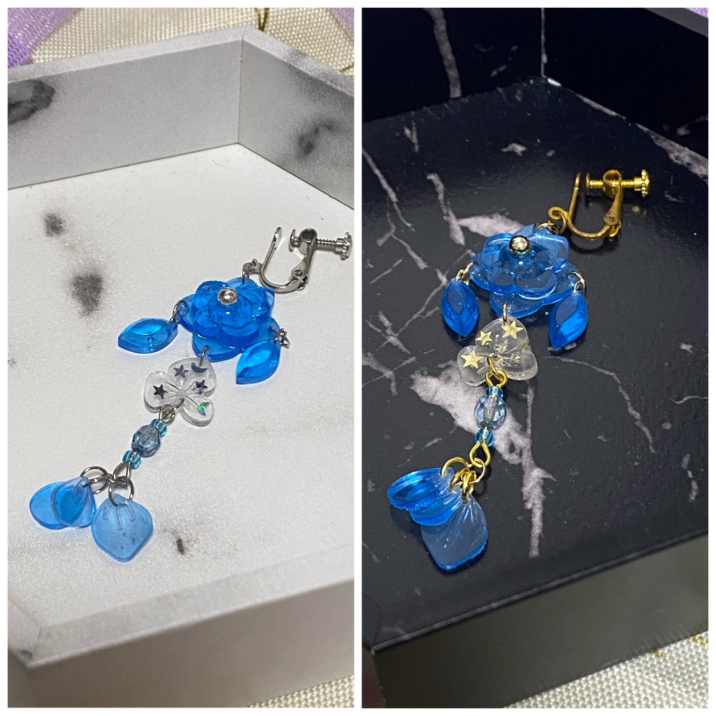 紫陽花の雫 イヤリング ピアス 水色