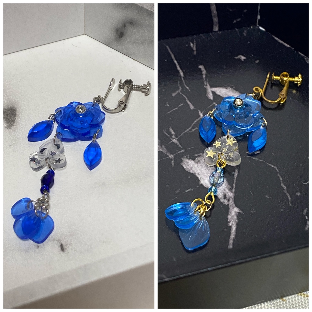 紫陽花の雫 イヤリング ピアス 青