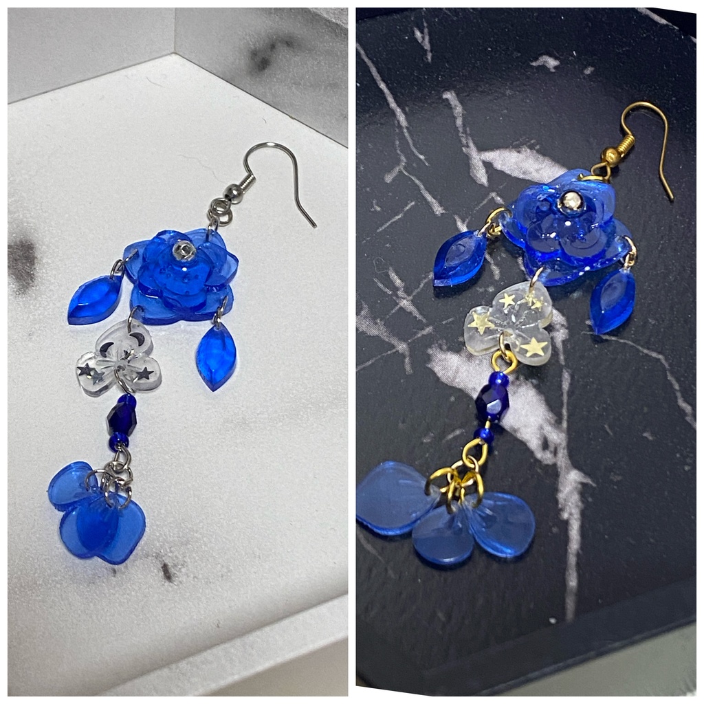 紫陽花の雫 イヤリング ピアス 青