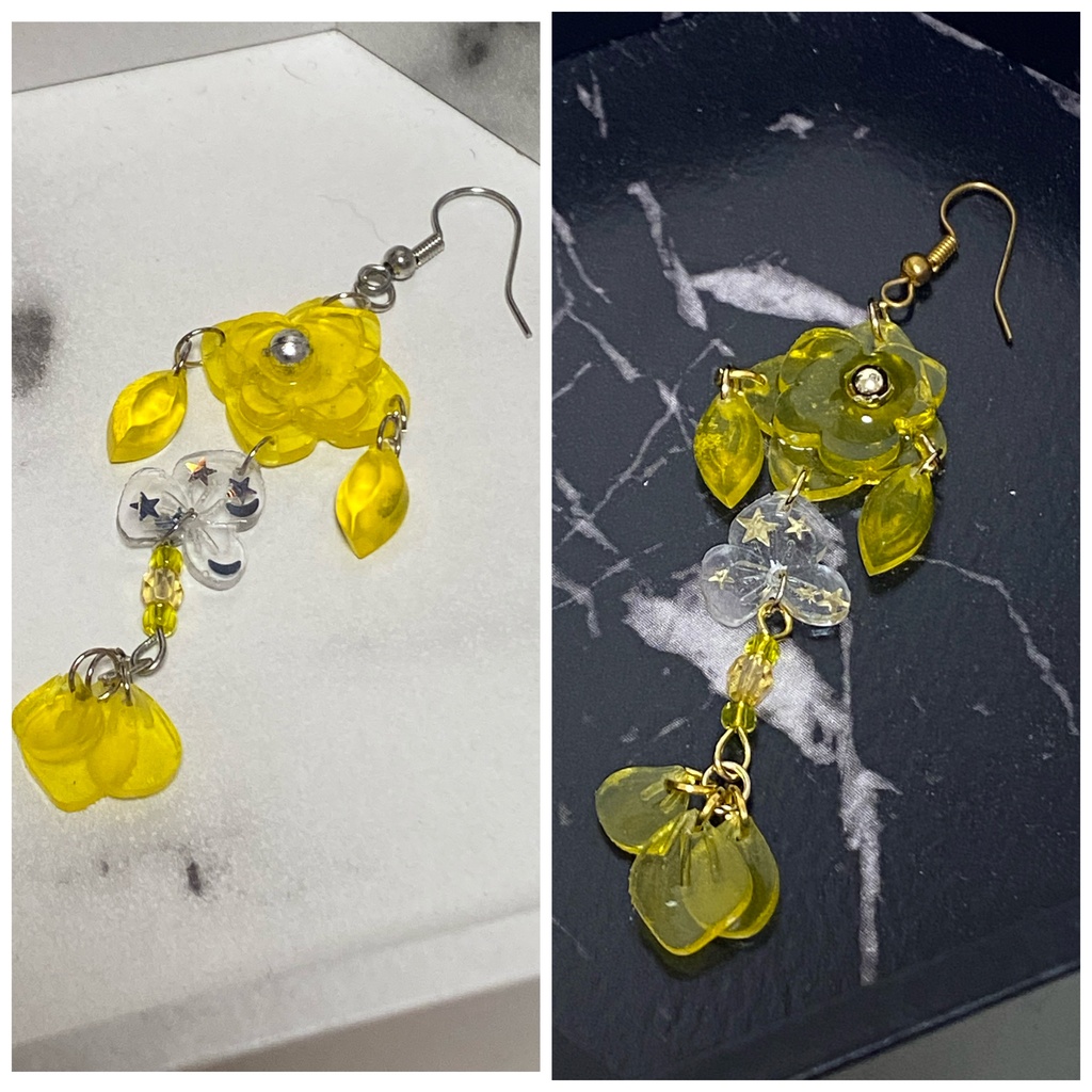 紫陽花の雫 イヤリング ピアス 黄色