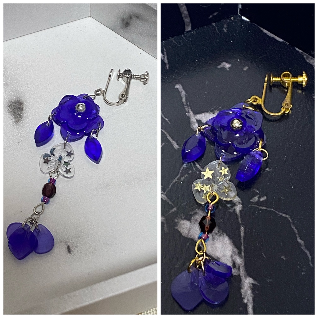 紫陽花の雫 イヤリング ピアス 紫