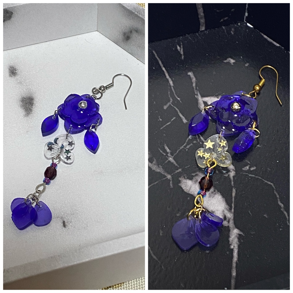 紫陽花の雫 イヤリング ピアス 紫