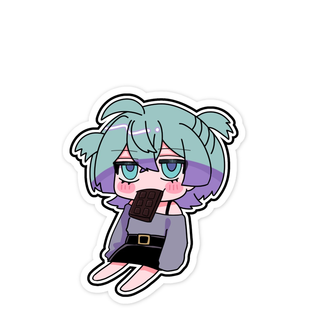 チョコを食べるユゥちゃんのステッカー