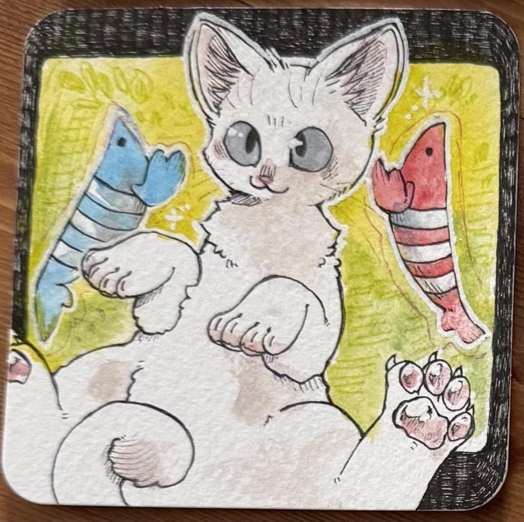 原画「白猫とエビ」