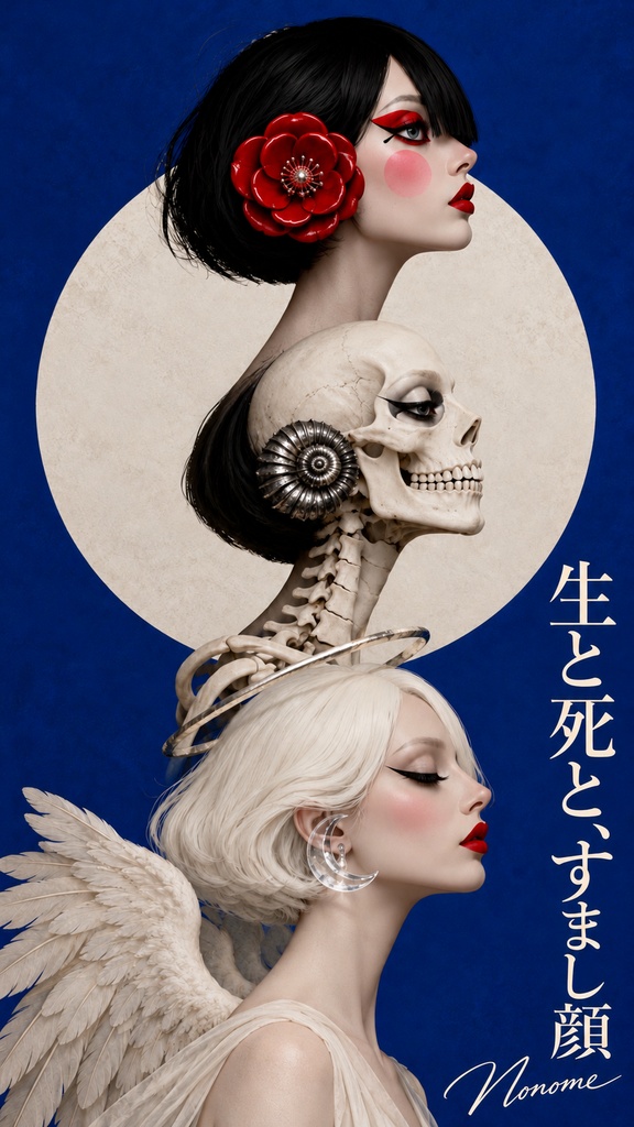 「生と死と、すまし顔」　アート作品　画像