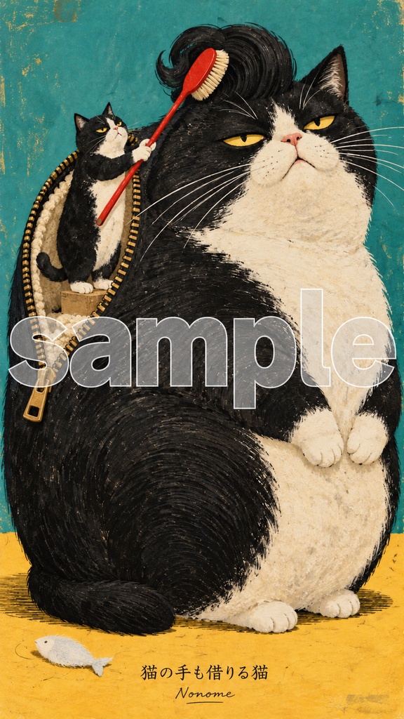 Nonomeアート　猫の手も借りる猫　アート作品画像