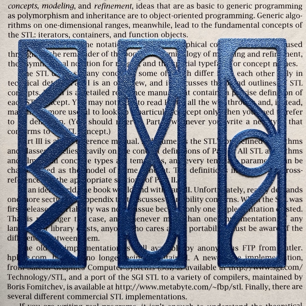 曲線しおり詰め合わせ4枚 ②のこぎり・砂時計・アールヌーヴォー+お楽しみ