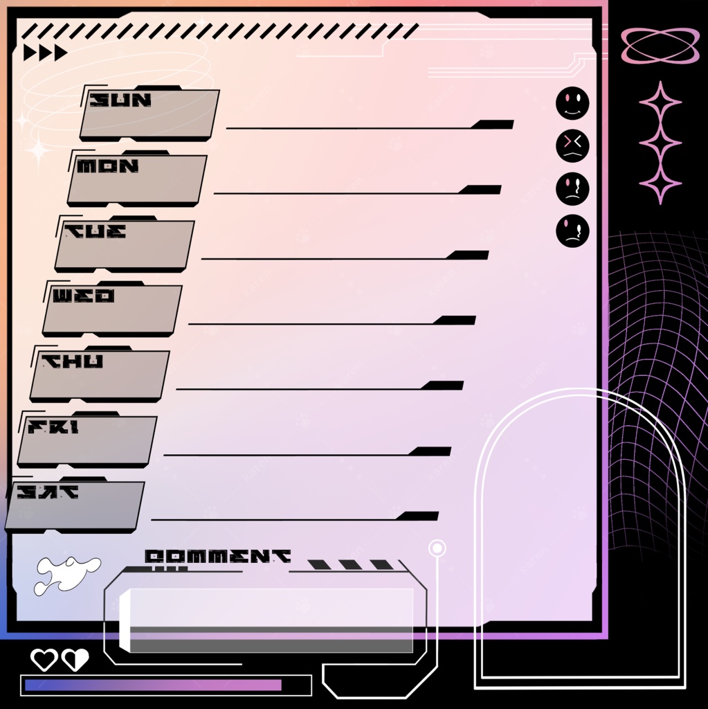 サイバー/Y2K VTuber週間予定表（正方形）