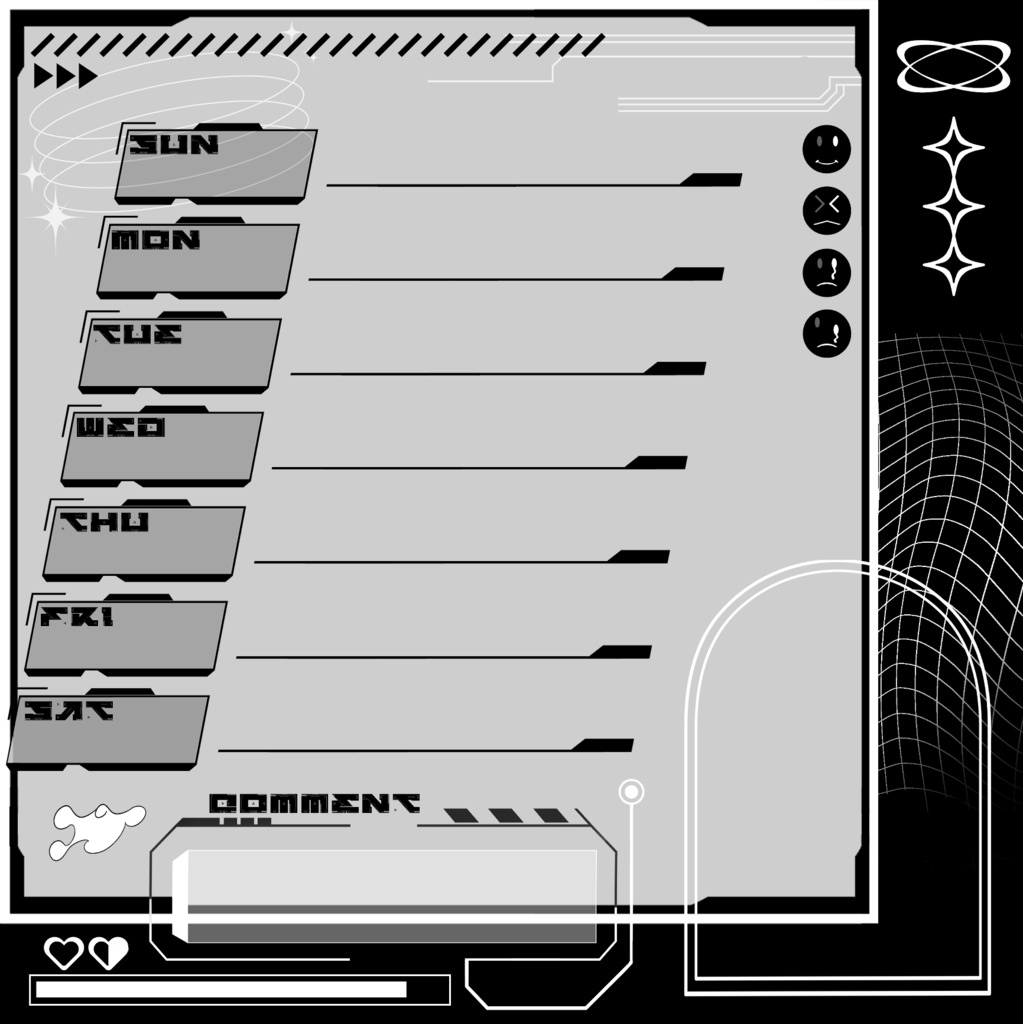 サイバー/Y2K VTuber週間予定表(正方形)