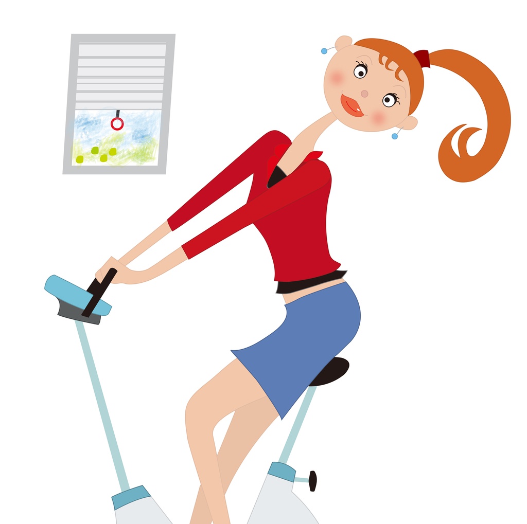 エアロバイクの女性