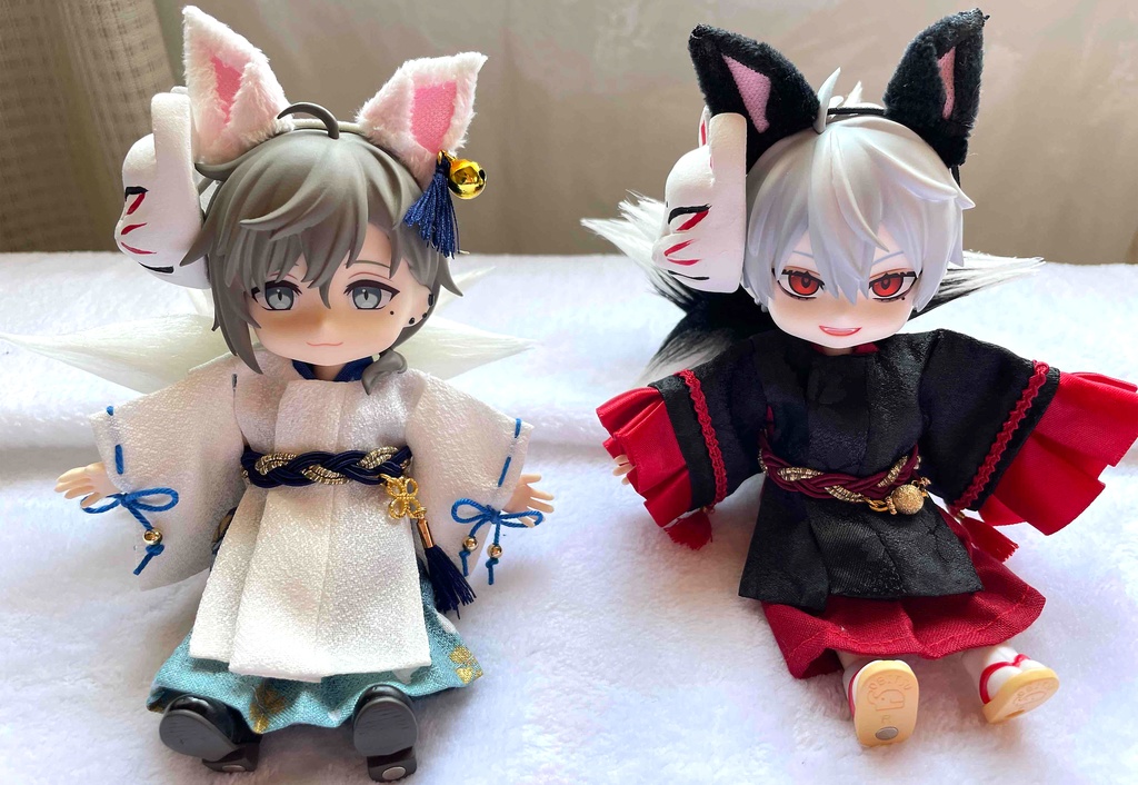 【オビツ11、ねんどろいどどーる用】お狐狩衣 黒九尾セット