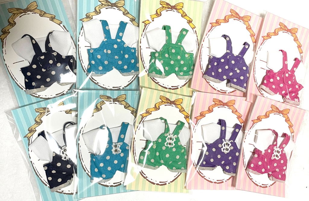 【10cmぬい・全長14~17cmぬい向け】カラフルサロペットセット