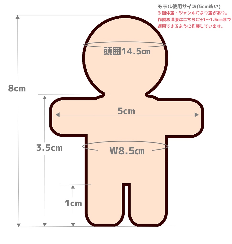 ※受注生産【5㎝ぬい・全長8cm前後ぬい向け】ベビーロンパースセット(ブルー/ピンク)