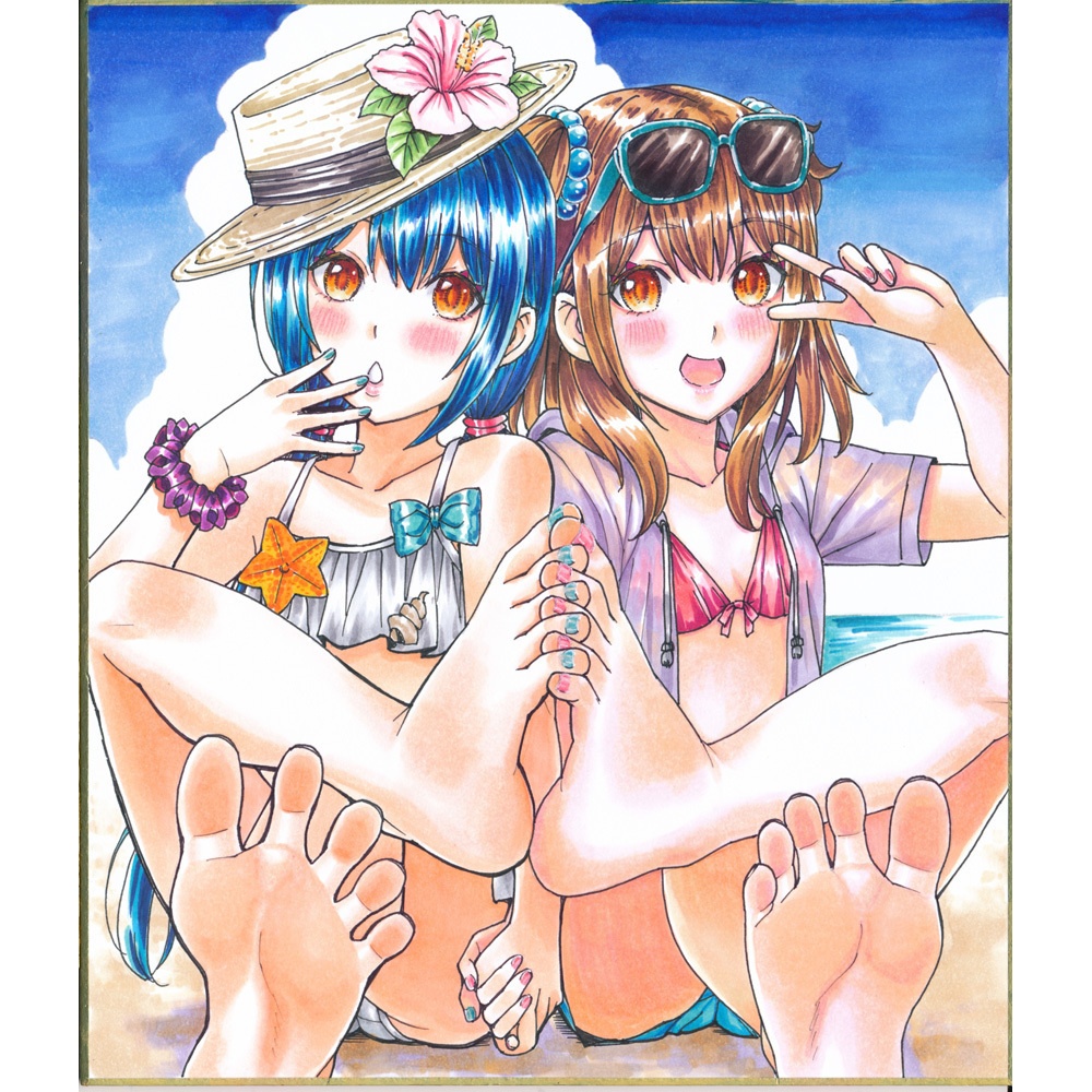 【夏コミ(C108)先行販売】足裏少女コースター(直筆原画)・第2弾