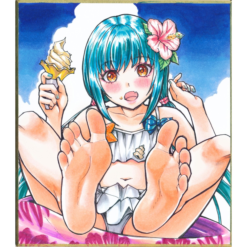 【夏コミ(C108)先行販売】足裏少女コースター(直筆原画)・第2弾
