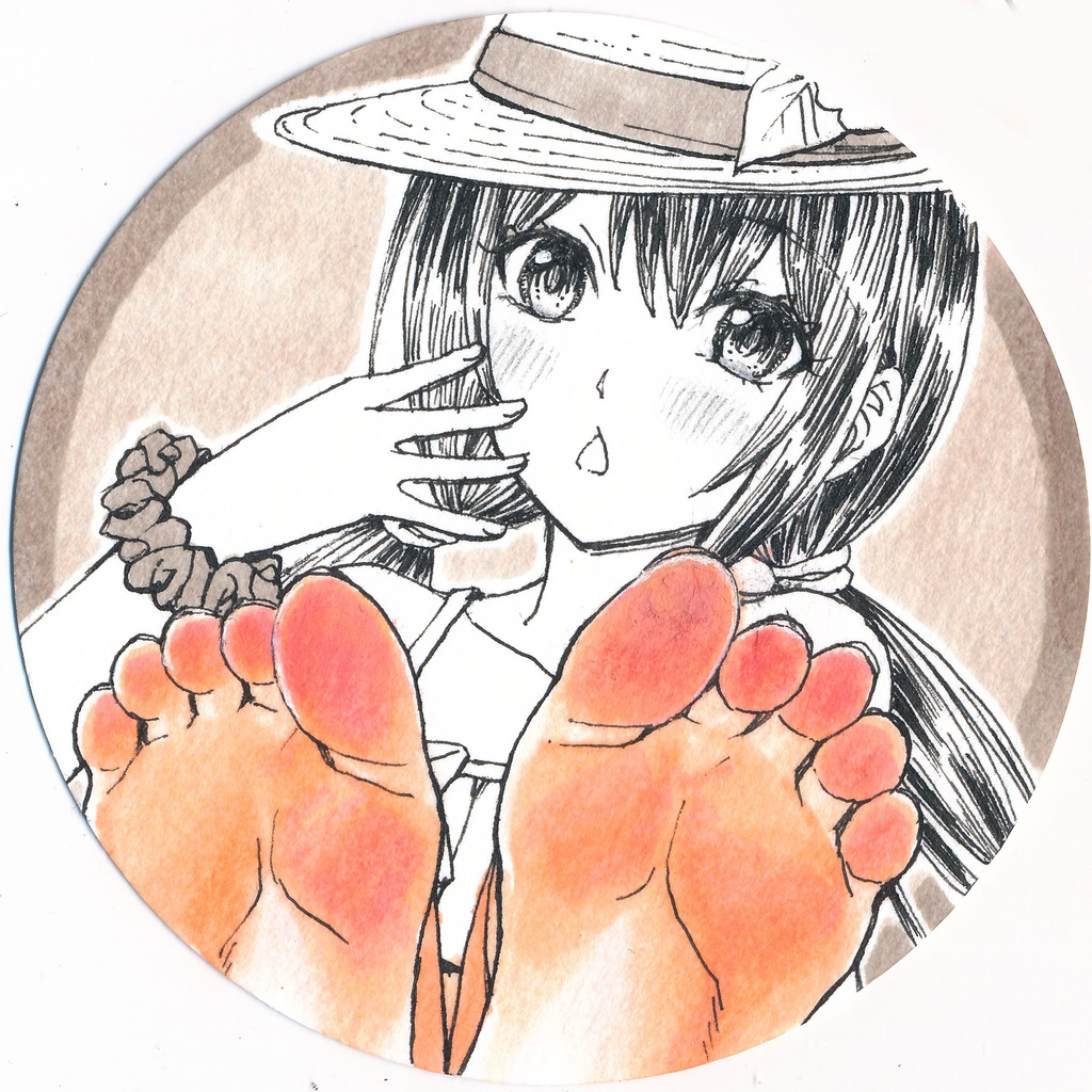 【再制作】足裏少女コースター(直筆原画)